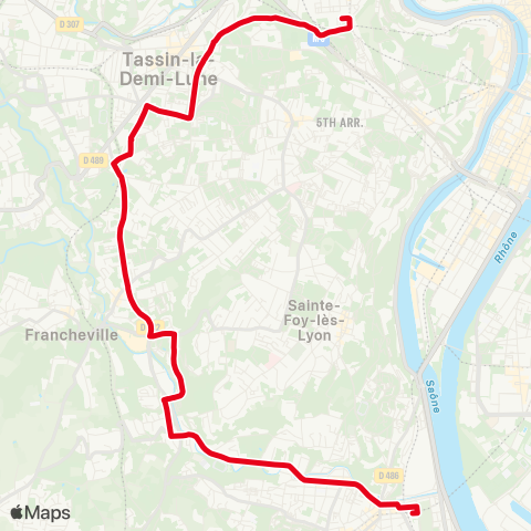 TCL Gare d'Oullins - Gorge de Loup map