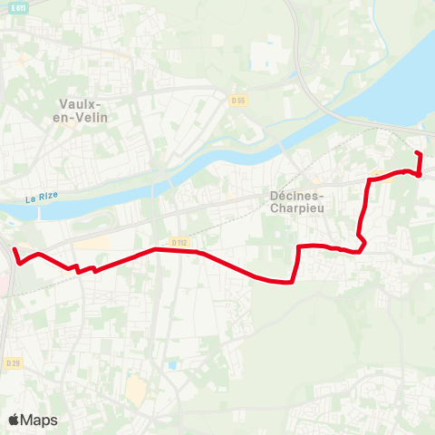 TCL Vaulx-en-Velin la Soie - Décines Grand Large map