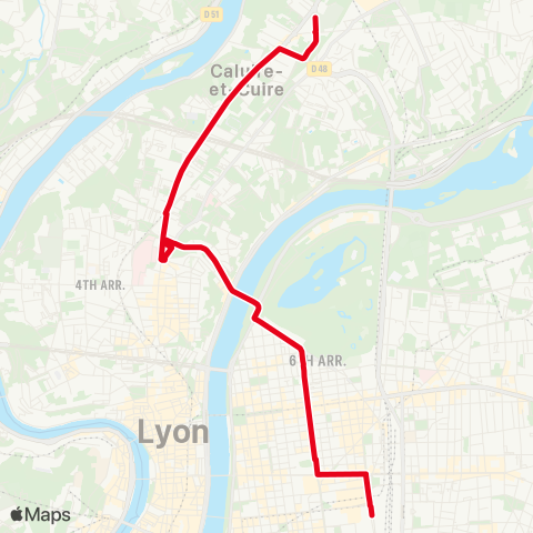 TCL Gare Part Dieu Vivier Merle - Caluire Pl. de la Bascule map