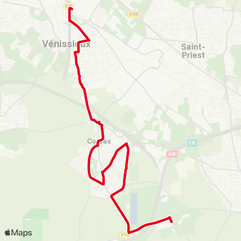 TCL Gare de Vénissieux - Corbas les Taillis / ZA Chapotin map