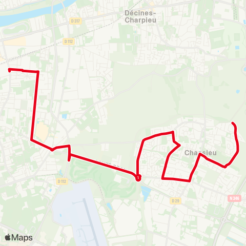 TCL Vaulx-en-Velin la Soie - Chassieu Grandes Terres map