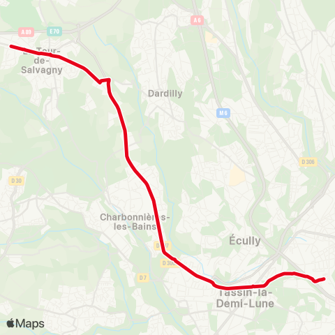 TCL Gorge de Loup - la Tour de Salvagny Chambettes map