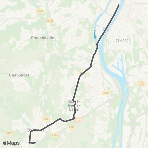 TCL Bellecour - St-Genis Barolles / Brignais Parc Birabent map