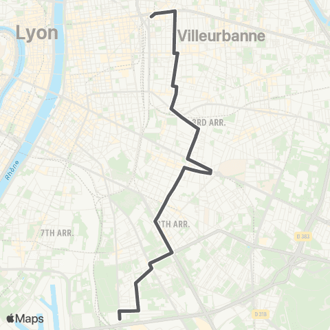 TCL Charpennes - Surville Route de Vienne map