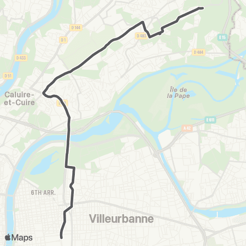 TCL Gare Part-Dieu Vivier-Merle - Rillieux Semailles map