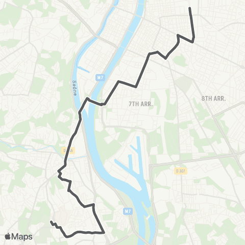 TCL Gare Part Dieu Vivier Merle - St-Genis-Laval Hôp. S. map