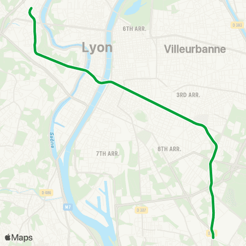 TCL Gare de Vaise G. Collomb - Gare de Vénissieux map
