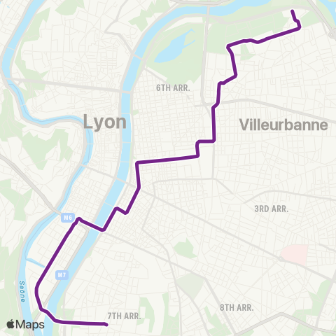 TCL Debourg - IUT Feyssine map