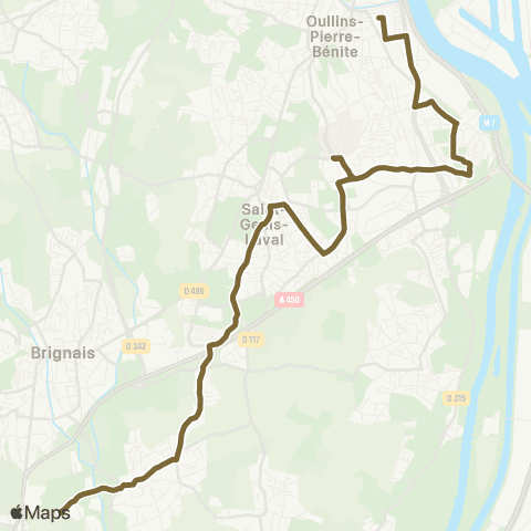 TCL Gare d’Oullins - St-Genis Lycée Descartes / Vourles map