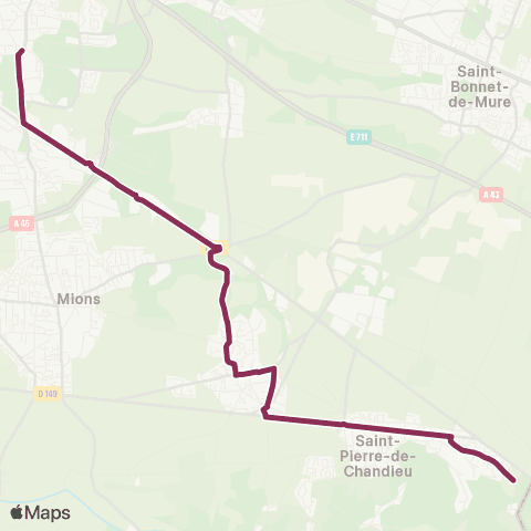 TCL St Pierre de Chandieu Rajat - St Priest Jules Ferry map