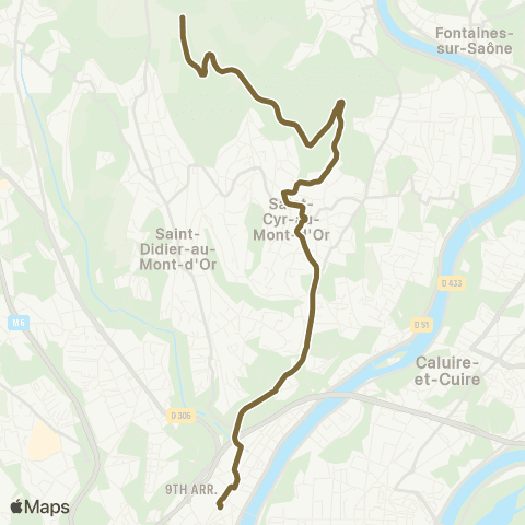 TCL Gare de Vaise - Mont Thou map