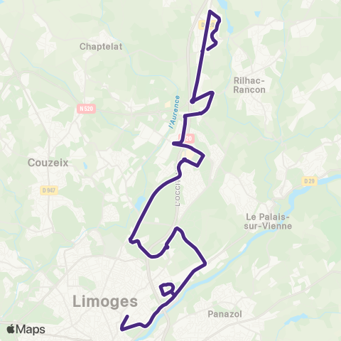 TCL Limoges Ciel <> Beaune map