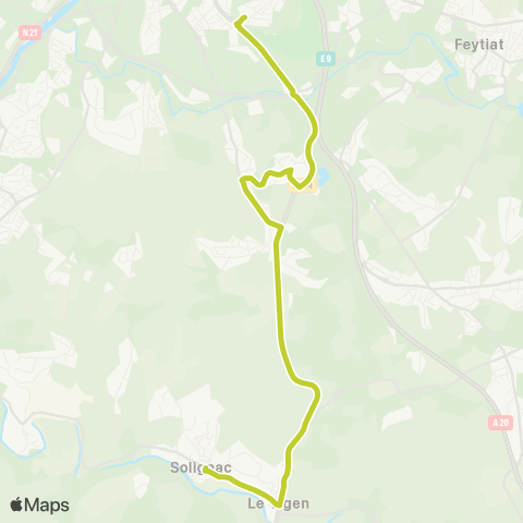 TCL Pôle St Lazare <> Solignac Bourg via le Vigen map