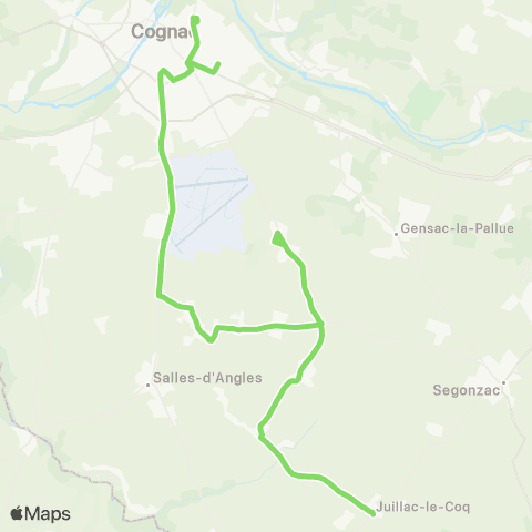 Transcom Juillac-le-Coq <> Gente <> Cognac map