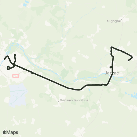 Transcom Les Metairies <> Jarnac <> Cognac map