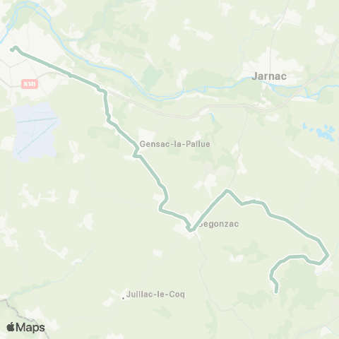 Transcom Segonzac <> Gensac <> Cognac map