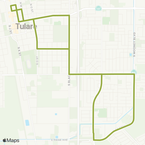 TCRTA Southeast Tulare map