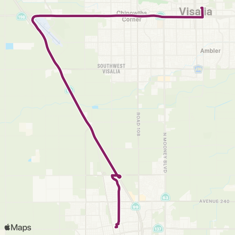 TCRTA Tulare-Visalia map