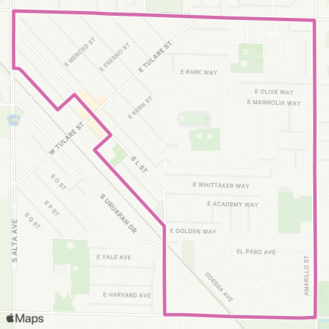 TCRTA Southeast Dinuba map