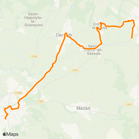 Trans'CoVe Bédoin <> Carpentras map