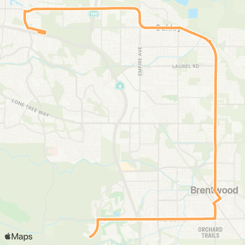 Tri Delta Transit Brentwood Park & Ride / Antioch BART map