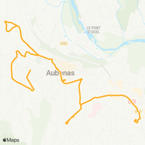Tout'enbus Aubenas les Oliviers - Aubenas Gare rout. map