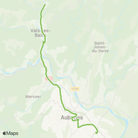 Tout'enbus Vals - Labegude - Aubenas map