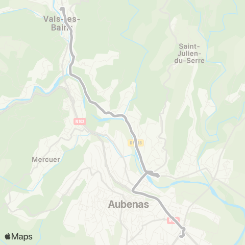 Tout'enbus Aubenas Gare routière - Vals Collège map