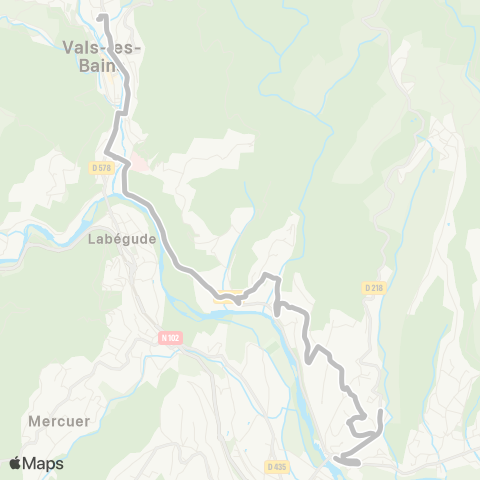 Tout'enbus Ucel le Gustadou - Vals Collège map