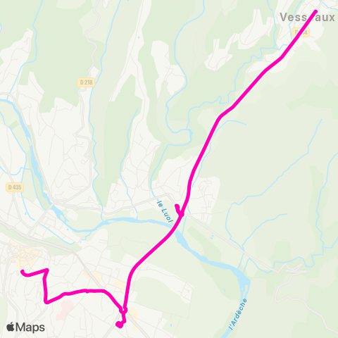 Tout'enbus Aubenas - Vesseaux map