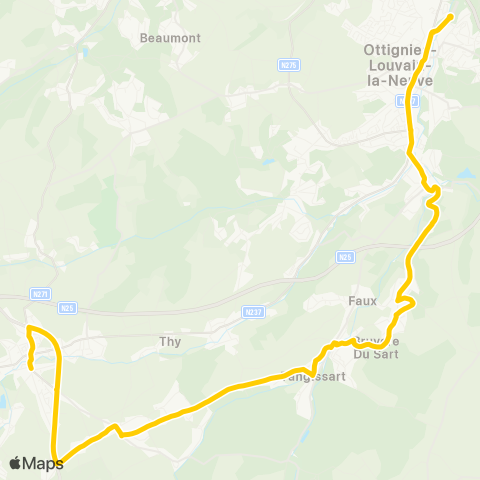 TEC Brabant Wallon Genappe - Tangissart - Ottignies map