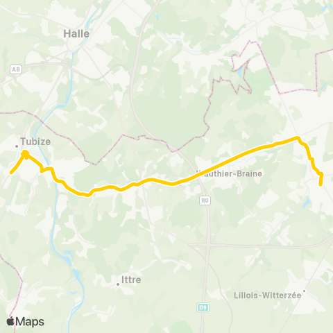 TEC Brabant Wallon Braine-l'Alleud - Tubize map