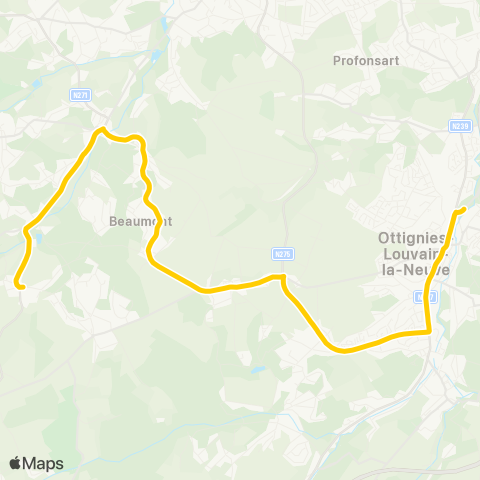 TEC Brabant Wallon Lasne - Céroux-Mousty - Ottignies map