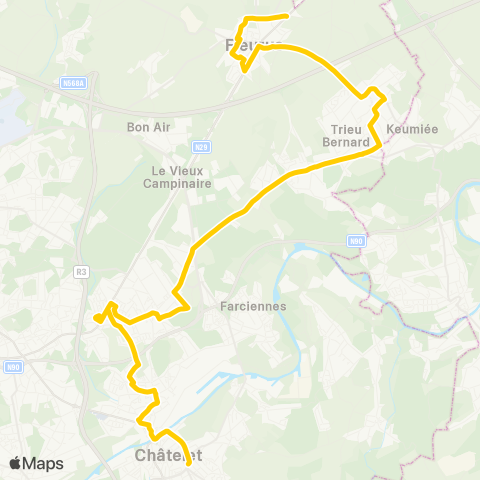 TEC Charleroi Fleurus - Wanfercée-Baulet - Gilly - Châtelet map