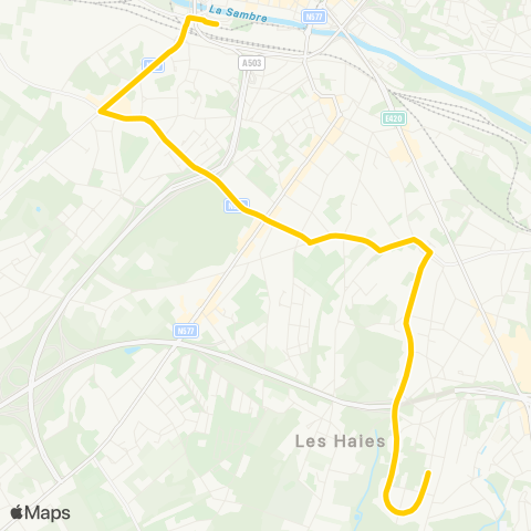 TEC Charleroi Marcinelle (Hublinbu) - Charleroi Gare Centrale map