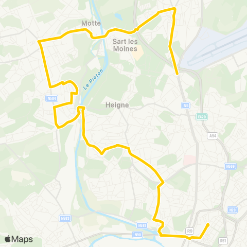 TEC Charleroi Charleroi - Courcelles - Gosselies - Jumet map