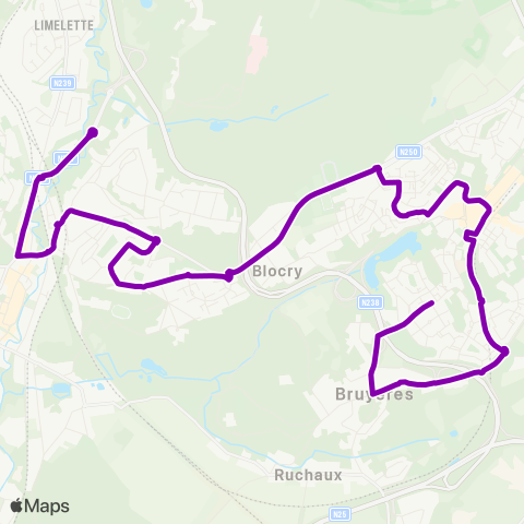TEC Brabant Wallon Ottignies - Louvain-la-Neuve - Bruyères map