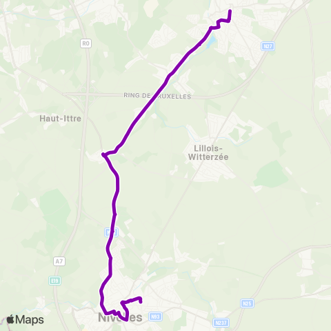 TEC Brabant Wallon Nivelles - Braine-l'Alleud map