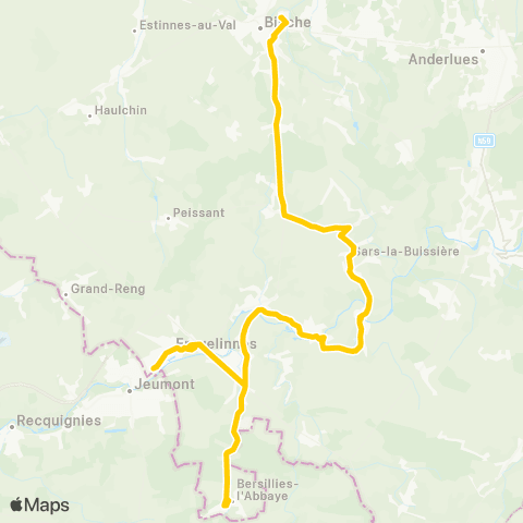 TEC Hainaut Binche - Erquelinnes map