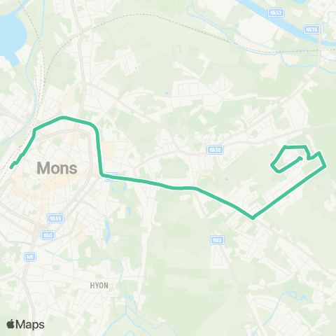 TEC Hainaut Desserte Urbaine de Mons map