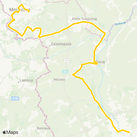 TEC Hainaut Tournai - Mouscron / Moeskroen map