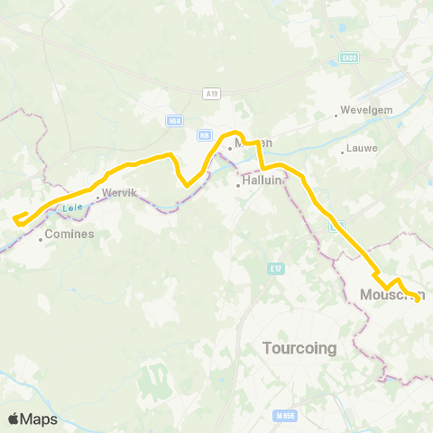 TEC Hainaut Mouscron / Moeskroen - Comines / Komen map