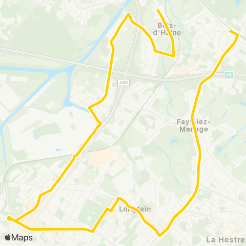 TEC Hainaut Bois d'Haine - la Louvière - Jolimont - Manage map
