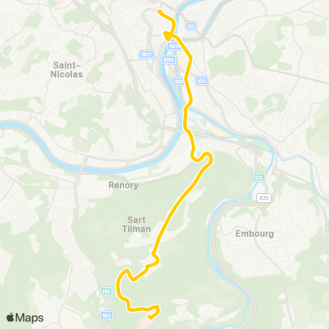 TEC Liège - Verviers Rép. Française - Médiacité - Sart-Tilman - CHU map