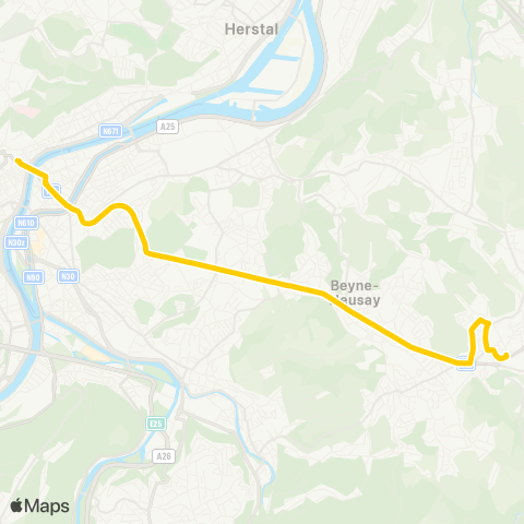 TEC Liège - Verviers Léopold - Robermont - Beyne-Heusay - Fléron map