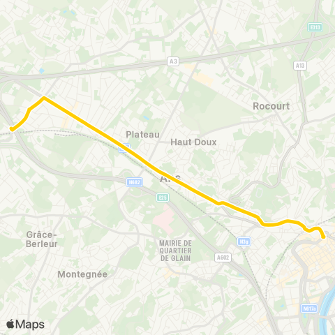 TEC Liège - Verviers St-Lambert - Ans - Loncin map