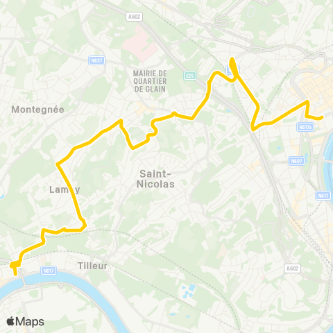TEC Liège - Verviers Pl. des Carmes - St-Nicolas - Pansy - Jemeppe map