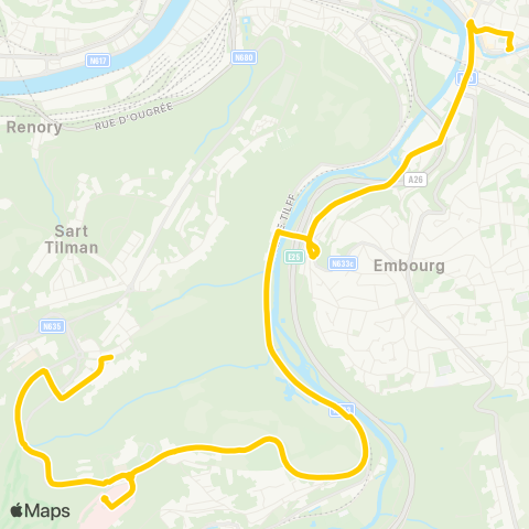 TEC Liège - Verviers Chênée - Sauheid - CHU - Amphithéâtres map