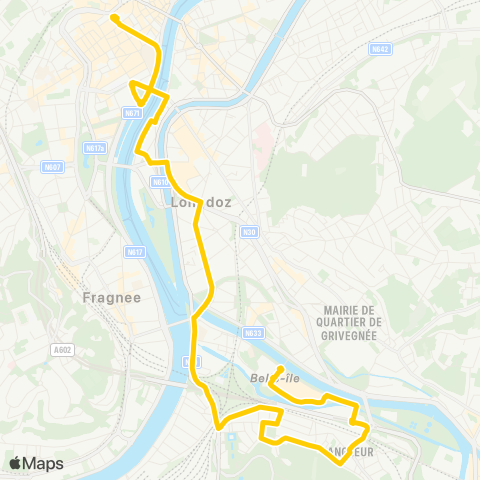 TEC Liège - Verviers Rép. Française - Angleur - Belle-Île map