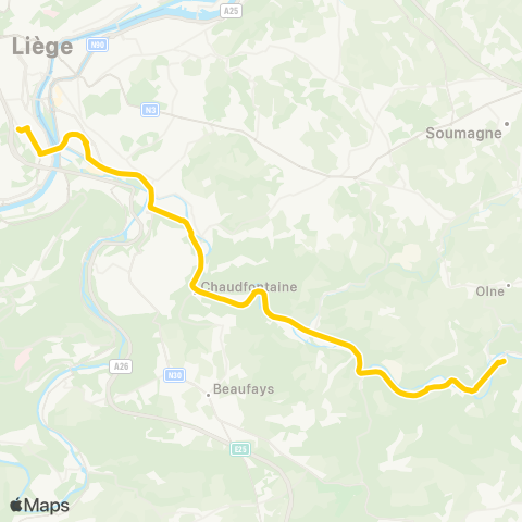TEC Liège - Verviers Guillemins - Chaudfontaine - Trooz - Nessonvaux map